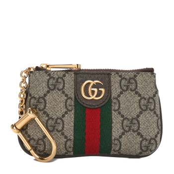 GUCCI GG Supreme Monogram Web Ophidia Key Case Beige New Acero