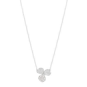 TIFFANY Platinum Diamond Large Paper Flowers Pave Pendant Necklace