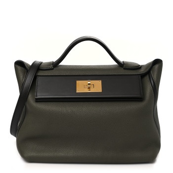 HERMES Taurillon Maurice Swift 24/24 29 Vert Olive Vert Bronze