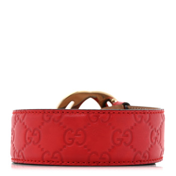 GUCCI Guccissima Signature Interlocking G Belt 90 36 Hibiscus Red