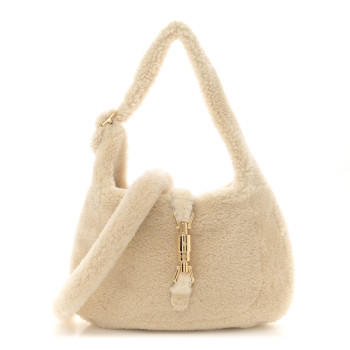 GUCCI Shearling Small Jackie 1961 Shoulder Bag Ivory