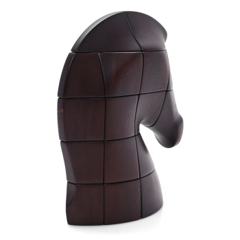 HERMES Mahogany Wood Samarcande Brainteaser Paperweight Acajou Brun