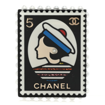CHANEL Resin Glitter CC Sailor Brooch Black Multicolor