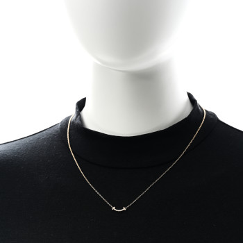 TIFFANY 18K Yellow Gold Diamond Mini T Smile Pendant Necklace