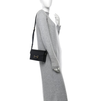GUCCI Calfskin Horsebit 1955 Shoulder Bag Black