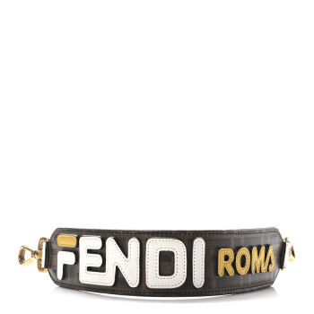 FENDI X FILA Glazed Fabric FF 1974 Mania Mini Strap You Mogano Panna White