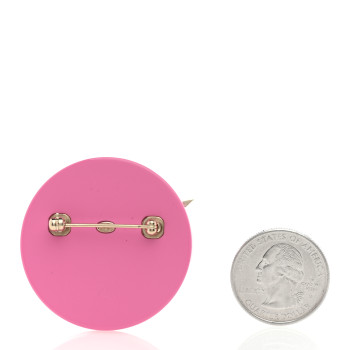 CHANEL Resin Glitter Brooch Gold Pink Black Green