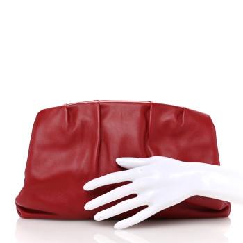 CELINE Calfskin Pleated French Lock Clutch Red