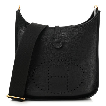 HERMES Taurillon Clemence Evelyne III PM Black
