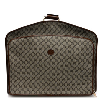 GUCCI GG Supreme Monogram Azalea Calfskin Retro Interlocking G Garment Bag Beige Ebony Brown Sugar