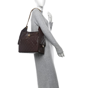 CHANEL Caviar Quilted Medium Chanel 25 Handbag Dark Brown