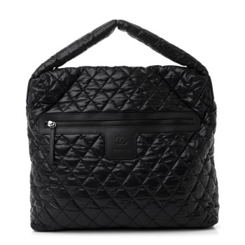 CHANEL Nylon Quilted Coco Cocoon Hobo Black
