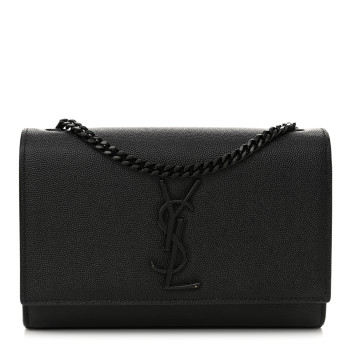 SAINT LAURENT Grain De Poudre Small Monogram Monochrome Kate Satchel Black