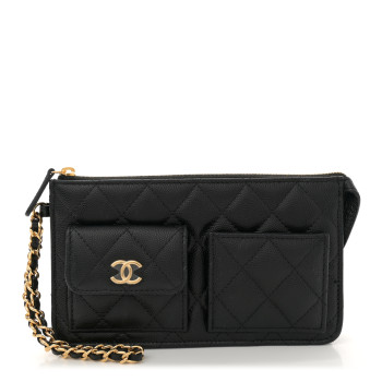 CHANEL Caviar Quilted Polly Pocket Pouch Black