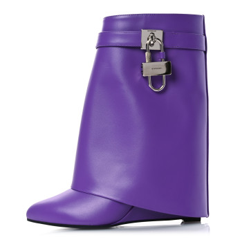 GIVENCHY Calfskin Shark Lock Ankle Boots 39.5 Ultraviolet