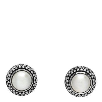 DAVID YURMAN Sterling Silver Diamond Cultured Pearl 10mm Cerise Earrings