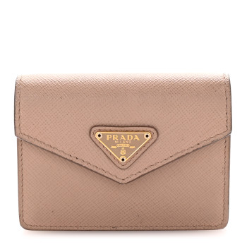 PRADA Saffiano Metal Small Tri-Fold Wallet Cammeo