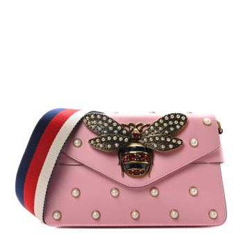 GUCCI Nappa Pearl Studded Mini Queen Margaret Broadway Shoulder Bag Sugar Pink