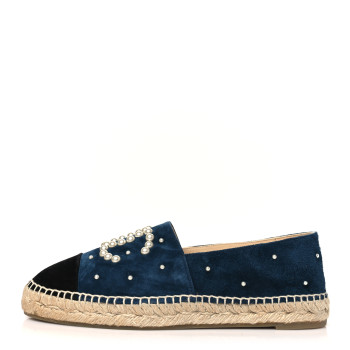 CHANEL Suede Pearl CC Espadrilles 40 Teal CHANEL Suede Pearl CC Espadrilles 40 Teal
