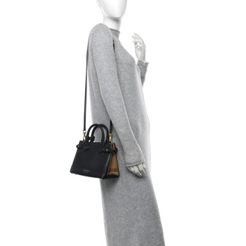 BURBERRY Derby Calfskin House Check Baby Banner Tote Black