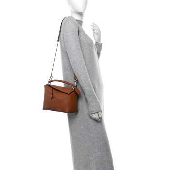 LOEWE Calfskin Small Puzzle Edge Bag Tan