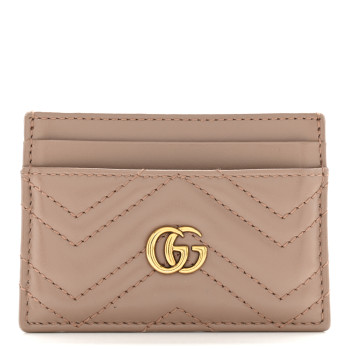 GUCCI Calfskin Matelasse GG Marmont Card Holder Porcelain Rose