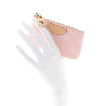 LOUIS VUITTON Monogram Denim Key Pouch Washed Pink