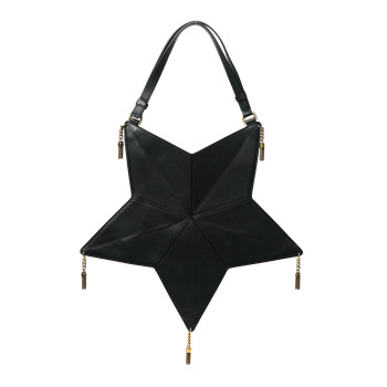 SAINT LAURENT Calfskin Astro Star Shoulder Bag Black