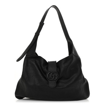 GUCCI Goatskin Monochrome Large Aphrodite Shoulder Bag Black