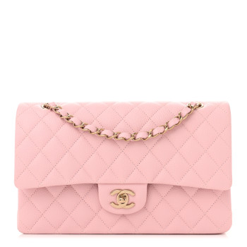 CHANEL Caviar Quilted Medium Double Flap Light Pink