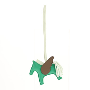 HERMES Milo Lambskin Grigri Rodeo Pegase Horse Bag Charm PM Menthe Vert Fizz Etoupe