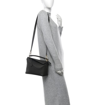 LOEWE Soft Grained Calfskin Small Puzzle Edge Bag Dark Grey