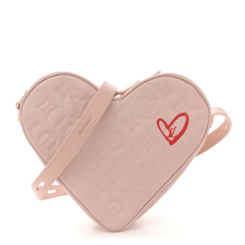 LOUIS VUITTON Lambskin Embossed Monogram Fall In Love Sac Coeur Light Pink