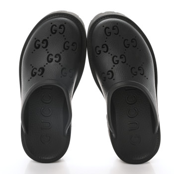 GUCCI Rubber GG Monogram Perforated Elea Platform 55mm Lug Sole Sandals 36 Black