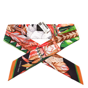 HERMES Silk La Danse Pacifique Twilly Vert Vif Corail
