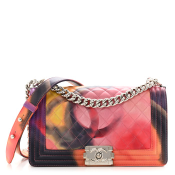 CHANEL Printed Lambskin Quilted Medium Flower Power Boy Flap