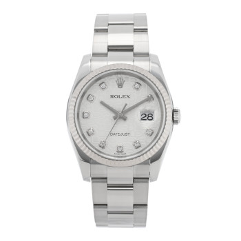 ROLEX Stainless Steel 18K White Gold Diamond 36mm Oyster Perpetual Datejust Watch Silver Jubilee 16234