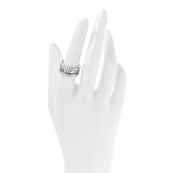 TIFFANY 18K White Gold Diamond Wide Atlas Open Ring 54 7