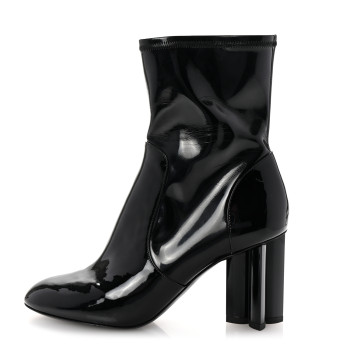 LOUIS VUITTON Patent Uniformes Silhouette Ankle Boots 39.5 Black