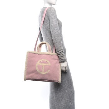 TELFAR X UGG Suede Shearling Medium Shopping Bag Pink