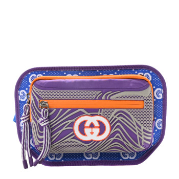 GUCCI Jersey Nylon GG Sportsy Belt Bag Blue Multicolor