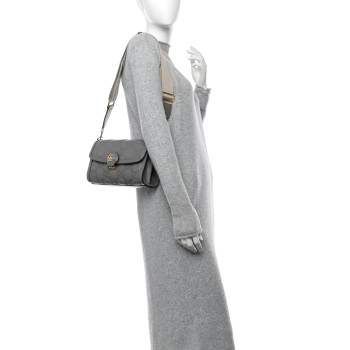 GUCCI Calfskin GG Matelasse Small Flap Shoulder Bag Dusty Grey Natural