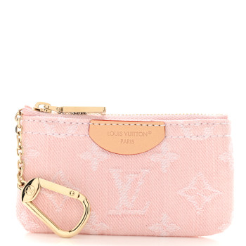 LOUIS VUITTON Monogram Denim Key Pouch Washed Pink