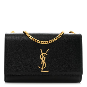 SAINT LAURENT Grain De Poudre Medium Classic Monogram Kate Satchel Black