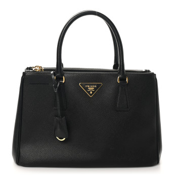 PRADA Saffiano Medium Galleria Double Zip Tote Black