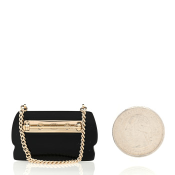 CHANEL Resin Flap Bag Brooch Gold Black White