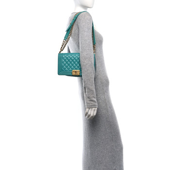 CHANEL Calfskin Quilted Medium Boy Flap Turquoise