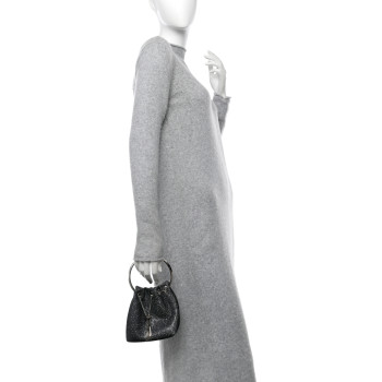 JIMMY CHOO Metallic Fabric Bon Bon Bag Bucket Bag Silver