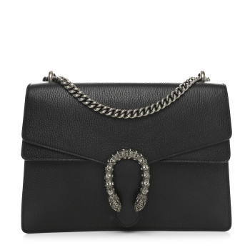 GUCCI Dollar Calfskin Crystal Medium Dionysus Shoulder Bag Black Black Diamond