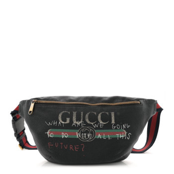 GUCCI Grained Calfskin Coco Capitan Logo Belt Bag Black